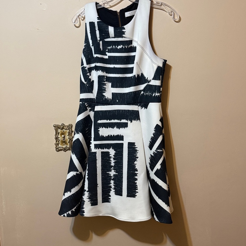Hunter Bell Hannah Scuba Dress - Black & White Abstract - Size 8 - Picture 4 of 11